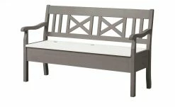 maison bleue Sitzbank mit Stauraum massiv Florian | Grau / Weiß