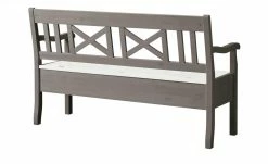 maison bleue Sitzbank mit Stauraum massiv Florian | Grau / Weiß -Bänke Verkaufsladen 15302019 8 202108192239