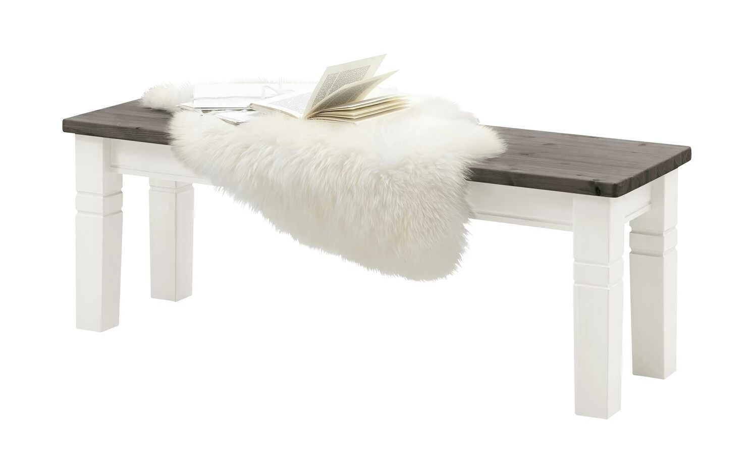 maison bleue Sitzbank massiv Florian | Weiß / Grau 7 maison bleue Sitzbank massiv Florian | Weiß / Grau – Bild 7