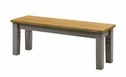 maison bleue Sitzbank massiv Florian | Grau / laugenfarben