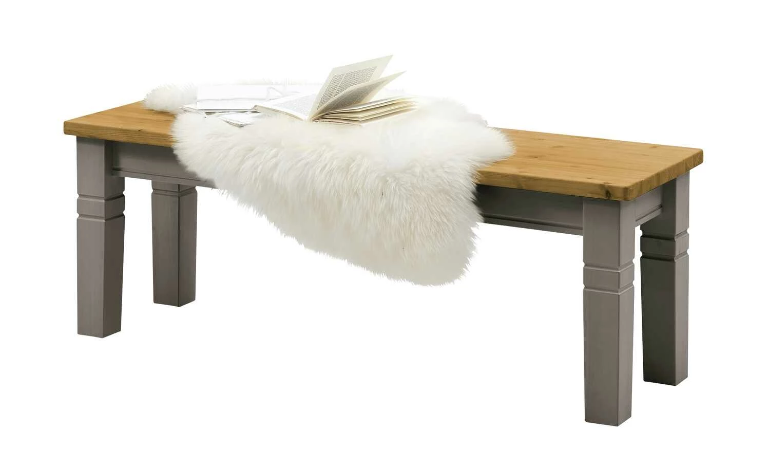 maison bleue Sitzbank massiv Florian | Grau / laugenfarben 2 maison bleue Sitzbank massiv Florian | Grau / laugenfarben – Bild 2