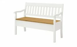 maison bleue Sitzbank mit Stauraum massiv Bendix | Weiß / laugenfarben 130,9|cm Ja
