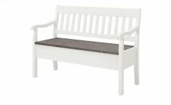 maison bleue Sitzbank mit Stauraum massiv Bendix | Weiß / Grau 130,9|cm Ja