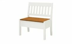 maison bleue Sitzbank mit Stauraum massiv Bendix | Weiß / bernsteinfarben 82,7|cm Nein