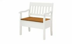 maison bleue Sitzbank mit Stauraum massiv Bendix | Weiß / bernsteinfarben 82,7|cm Ja