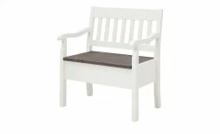 maison bleue Sitzbank mit Stauraum massiv Bendix | Weiß / Grau 82,7|cm Ja