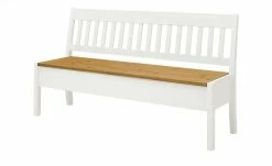 maison bleue Sitzbank mit Stauraum massiv Bendix | Weiß / laugenfarben 169,1|cm Nein