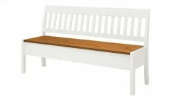 maison bleue Sitzbank mit Stauraum massiv Bendix | Weiß / bernsteinfarben 169,1|cm Nein