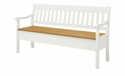 maison bleue Sitzbank mit Stauraum massiv Bendix | Weiß / laugenfarben 169,1|cm Ja