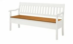 maison bleue Sitzbank mit Stauraum massiv Bendix | Weiß / bernsteinfarben 169,1|cm Ja