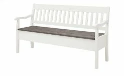 maison bleue Sitzbank mit Stauraum massiv Bendix | Weiß / Grau 169,1|cm Ja