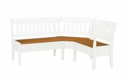 maison bleue Truhen-Eckbank massiv Bendix | Weiß / bernsteinfarben ca. 170 x 147 cm