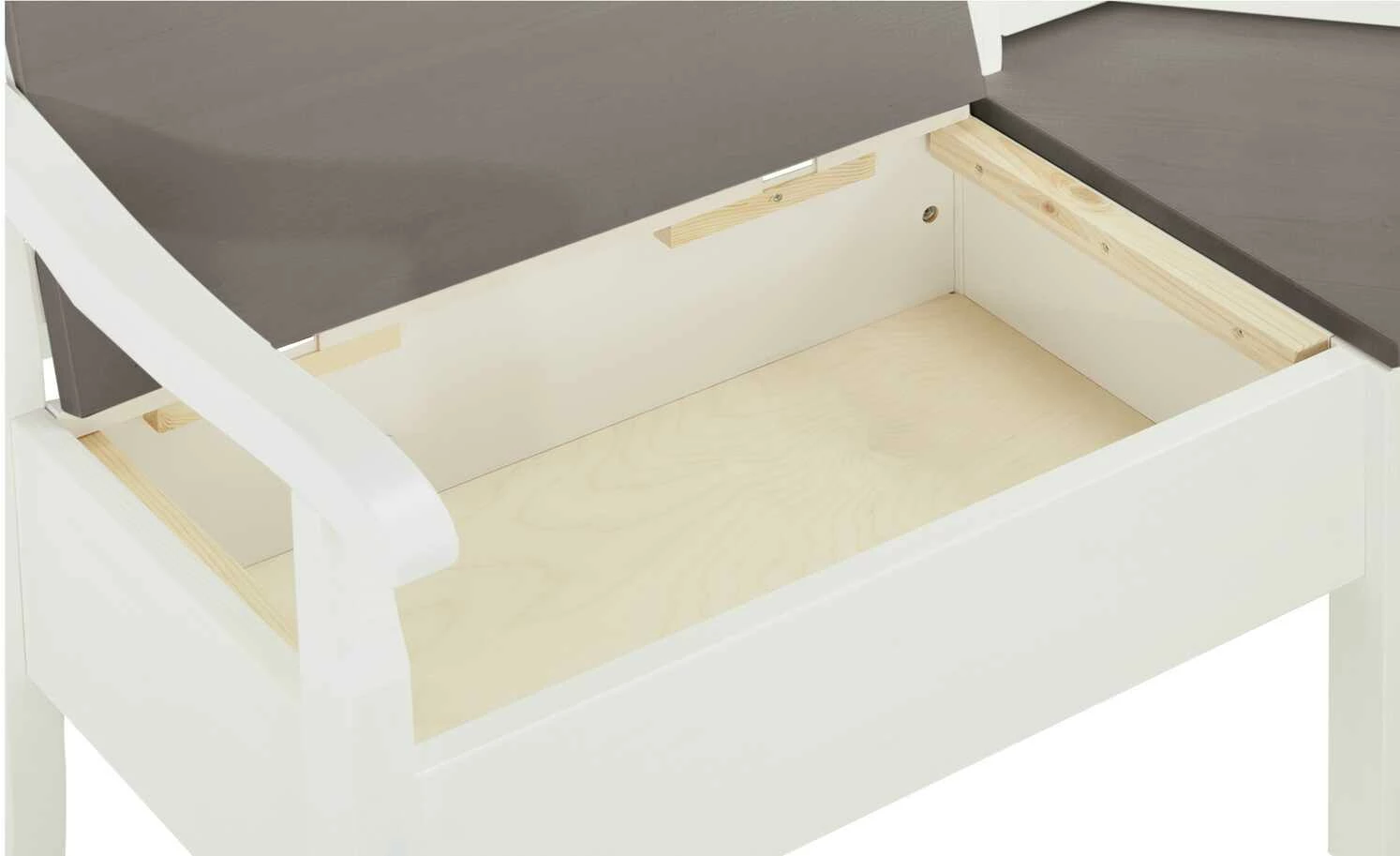 maison bleue Truhen-Eckbank massiv Bendix | Weiß / Grau ca. 147 x 213 cm 5 maison bleue Truhen-Eckbank massiv Bendix | Weiß / Grau ca. 147 x 213 cm – Bild 5