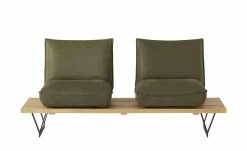 KOINOR Leder-Kufen-Bank auf Holzpodest drehbar Schwof | Verde (Dunkelgrün) / Kontrastfaden Beige Drehfunktion -Bänke Verkaufsladen 15302479 1 202109021233