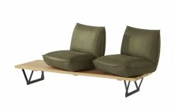 KOINOR Leder-Kufen-Bank auf Holzpodest drehbar Schwof | Verde (Dunkelgrün) / Kontrastfaden Beige Drehfunktion -Bänke Verkaufsladen 15302479 14 202109021233