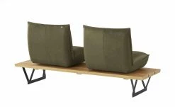 KOINOR Leder-Kufen-Bank auf Holzpodest drehbar Schwof | Verde (Dunkelgrün) / Kontrastfaden Beige Drehfunktion -Bänke Verkaufsladen 15302479 2 202109021233