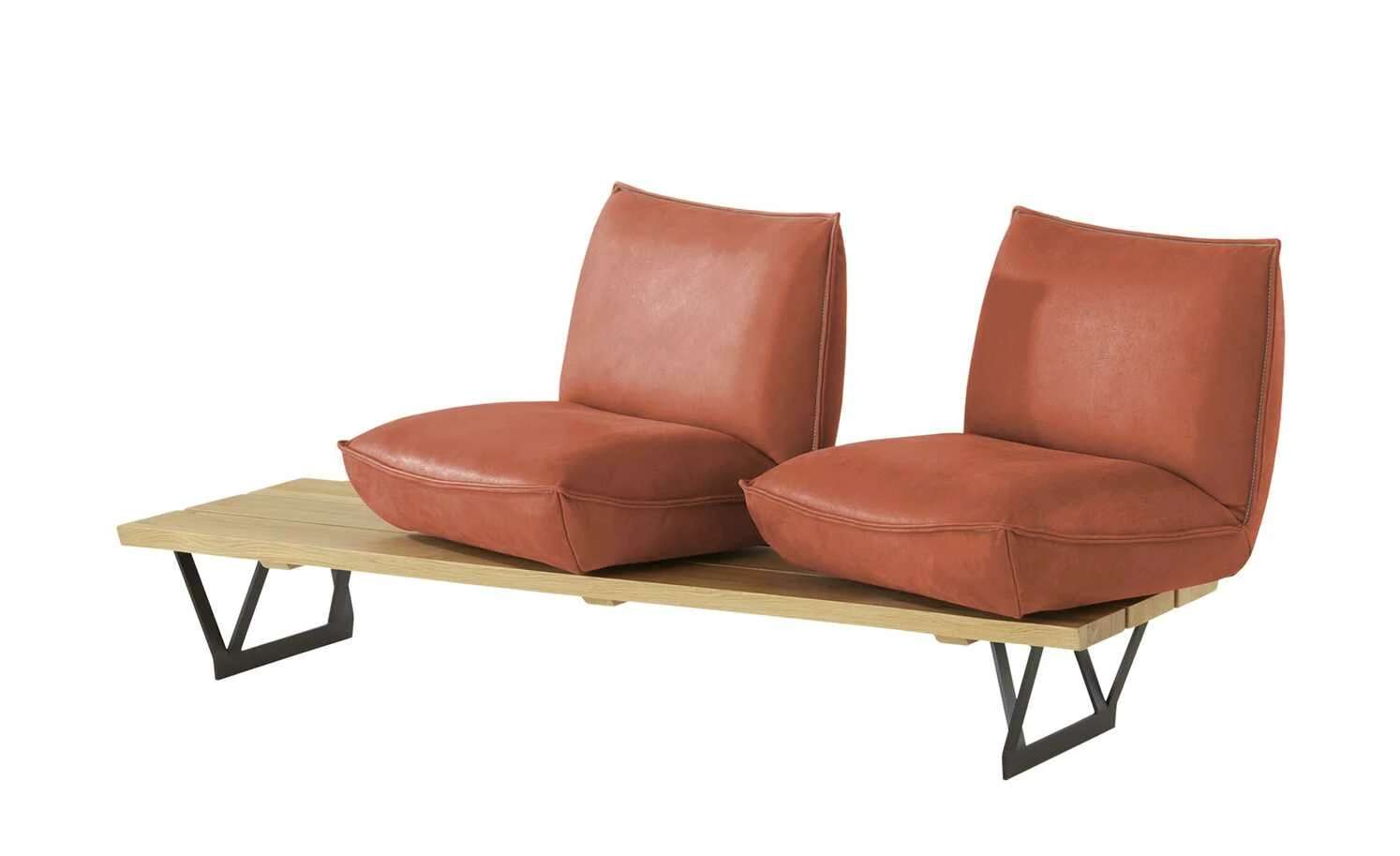 KOINOR Leder-Kufen-Bank auf Holzpodest drehbar Schwof | Fire (Cognac) / Kontrastfaden Beige Drehfunktion 13 KOINOR Leder-Kufen-Bank auf Holzpodest drehbar Schwof | Fire (Cognac) / Kontrastfaden Beige Drehfunktion – Bild 13