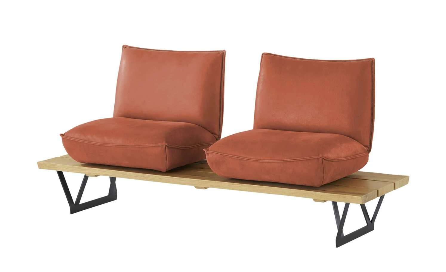 KOINOR Leder-Kufen-Bank auf Holzpodest drehbar Schwof | Fire (Cognac) / Kontrastfaden Beige Drehfunktion 2 KOINOR Leder-Kufen-Bank auf Holzpodest drehbar Schwof | Fire (Cognac) / Kontrastfaden Beige Drehfunktion – Bild 2