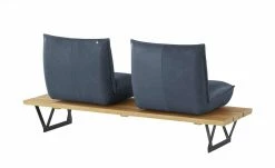 KOINOR Leder-Kufen-Bank auf Holzpodest drehbar Schwof | Night (Dunkelblau) / Kontrastfaden Grau Drehfunktion -Bänke Verkaufsladen 15302481 10 202109021233