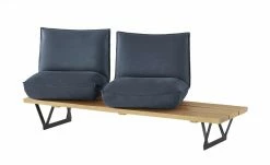 KOINOR Leder-Kufen-Bank auf Holzpodest drehbar Schwof | Night (Dunkelblau) / Kontrastfaden Grau Drehfunktion -Bänke Verkaufsladen 15302481 12 202109021233