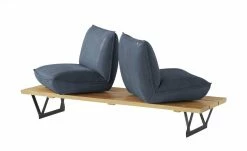 KOINOR Leder-Kufen-Bank auf Holzpodest drehbar Schwof | Night (Dunkelblau) / Kontrastfaden Grau Drehfunktion -Bänke Verkaufsladen 15302481 15 202109021233