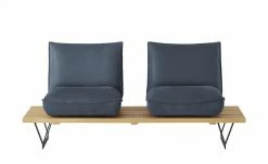 KOINOR Leder-Kufen-Bank auf Holzpodest drehbar Schwof | Night (Dunkelblau) / Kontrastfaden Grau Drehfunktion -Bänke Verkaufsladen 15302481 9 202109021233