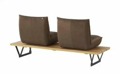 KOINOR Leder-Kufen-Bank auf Holzpodest drehbar Schwof | Muskat (Braun) / Kontrastfaden Beige Drehfunktion -Bänke Verkaufsladen 15302482 15 202109021233