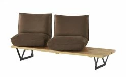 KOINOR Leder-Kufen-Bank auf Holzpodest drehbar Schwof | Muskat (Braun) / Kontrastfaden Beige Drehfunktion -Bänke Verkaufsladen 15302482 7 202109021233