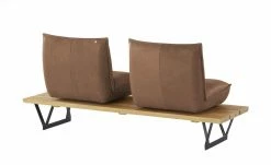 KOINOR Leder-Kufen-Bank auf Holzpodest drehbar Schwof | Chai (Hellbraun) / Kontrastfaden Beige Drehfunktion -Bänke Verkaufsladen 15302483 2 202109021233