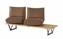 KOINOR Leder-Kufen-Bank auf Holzpodest drehbar Schwof | Chai (Hellbraun) / Kontrastfaden Beige Drehfunktion -Bänke Verkaufsladen 15302483 4 202109021233