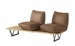 KOINOR Leder-Kufen-Bank auf Holzpodest drehbar Schwof | Chai (Hellbraun) / Kontrastfaden Beige Drehfunktion -Bänke Verkaufsladen 15302483 6 202109021233