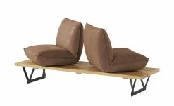 KOINOR Leder-Kufen-Bank auf Holzpodest drehbar Schwof | Chai (Hellbraun) / Kontrastfaden Beige Drehfunktion -Bänke Verkaufsladen 15302483 7 202109021233