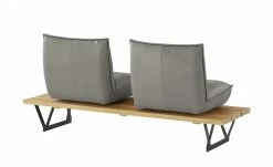 KOINOR Leder-Kufen-Bank auf Holzpodest drehbar Schwof | Asphalt (Hellgrau) / Kontrastfaden Schwarz Drehfunktion -Bänke Verkaufsladen 15302484 3 202109021233