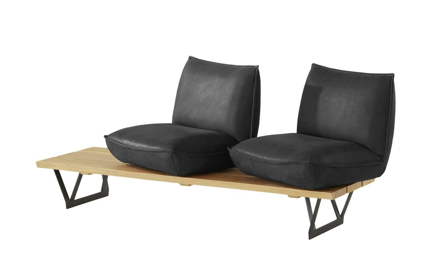 KOINOR Leder-Kufen-Bank auf Holzpodest drehbar Schwof | Omega (Dunkelgrau) / Kontrastfaden Hellgrau Drehfunktion 5 KOINOR Leder-Kufen-Bank auf Holzpodest drehbar Schwof | Omega (Dunkelgrau) / Kontrastfaden Hellgrau Drehfunktion – Bild 5