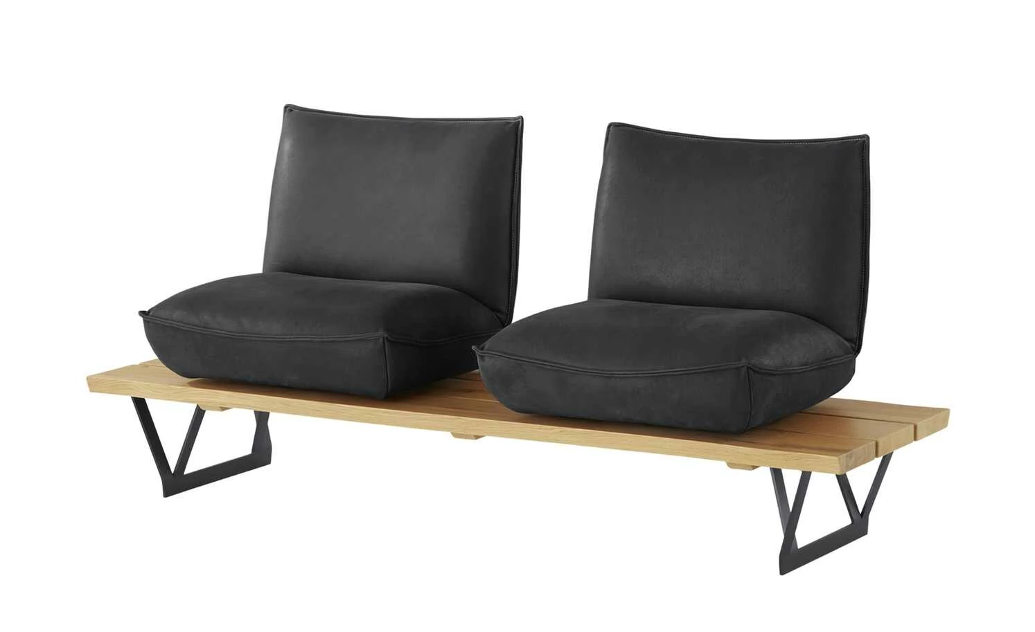 KOINOR Leder-Kufen-Bank auf Holzpodest drehbar Schwof | Omega (Dunkelgrau) / Kontrastfaden Hellgrau Drehfunktion 2 KOINOR Leder-Kufen-Bank auf Holzpodest drehbar Schwof | Omega (Dunkelgrau) / Kontrastfaden Hellgrau Drehfunktion – Bild 2