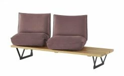 KOINOR Leder-Kufen-Bank auf Holzpodest drehbar Schwof | Plum (Rosa) / Kontrastfaden Hellgrau Drehfunktion -Bänke Verkaufsladen 15302486 3 202109021233