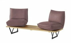 KOINOR Leder-Kufen-Bank auf Holzpodest drehbar Schwof | Plum (Rosa) / Kontrastfaden Hellgrau Drehfunktion -Bänke Verkaufsladen 15302486 4 202109021233