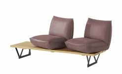 KOINOR Leder-Kufen-Bank auf Holzpodest drehbar Schwof | Plum (Rosa) / Kontrastfaden Hellgrau Drehfunktion -Bänke Verkaufsladen 15302486 5 202109021233