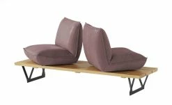 KOINOR Leder-Kufen-Bank auf Holzpodest drehbar Schwof | Plum (Rosa) / Kontrastfaden Hellgrau Drehfunktion -Bänke Verkaufsladen 15302486 6 202109021233