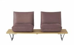 KOINOR Leder-Kufen-Bank auf Holzpodest drehbar Schwof | Plum (Rosa) / Kontrastfaden Hellgrau Drehfunktion -Bänke Verkaufsladen 15302486 8 202109021233