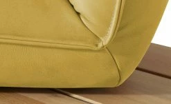 KOINOR Leder-Kufen-Bank auf Holzpodest drehbar Schwof | Safran (Gelb) / Kontrastfaden Grau Drehfunktion -Bänke Verkaufsladen 15302487 11 202109021233