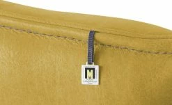 KOINOR Leder-Kufen-Bank auf Holzpodest drehbar Schwof | Safran (Gelb) / Kontrastfaden Grau Drehfunktion -Bänke Verkaufsladen 15302487 7 202109021233