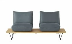 KOINOR Leder-Kufen-Bank auf Holzpodest drehbar Schwof | Mare (Blau) / Kontrastfaden Hellgrau Drehfunktion -Bänke Verkaufsladen 15302488 7 202109021233