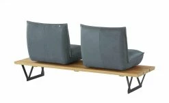 KOINOR Leder-Kufen-Bank auf Holzpodest drehbar Schwof | Mare (Blau) / Kontrastfaden Hellgrau Drehfunktion -Bänke Verkaufsladen 15302488 8 202109021233