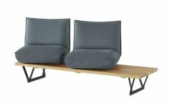 KOINOR Leder-Kufen-Bank auf Holzpodest drehbar Schwof | Mare (Blau) / Kontrastfaden Hellgrau Drehfunktion -Bänke Verkaufsladen 15302488 9 202109021233