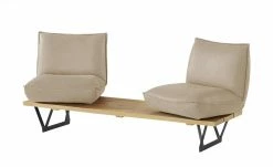 KOINOR Leder-Kufen-Bank auf Holzpodest drehbar Schwof | Jade (Beige) / Kontrastfaden Dunkelbraun Drehfunktion -Bänke Verkaufsladen 15302489 3 202109021233