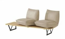 KOINOR Leder-Kufen-Bank auf Holzpodest drehbar Schwof | Jade (Beige) / Kontrastfaden Dunkelbraun Drehfunktion -Bänke Verkaufsladen 15302489 4 202109021233