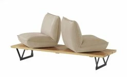 KOINOR Leder-Kufen-Bank auf Holzpodest drehbar Schwof | Jade (Beige) / Kontrastfaden Dunkelbraun Drehfunktion -Bänke Verkaufsladen 15302489 5 202109021233