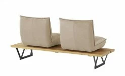 KOINOR Leder-Kufen-Bank auf Holzpodest drehbar Schwof | Jade (Beige) / Kontrastfaden Dunkelbraun Drehfunktion -Bänke Verkaufsladen 15302489 7 202109021233