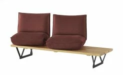 KOINOR Leder-Kufen-Bank auf Holzpodest drehbar Schwof | Chilli (Rot) / Kontrastfaden Beige Drehfunktion inkl. Sitzvorzug -Bänke Verkaufsladen 15302490 11 202109021233